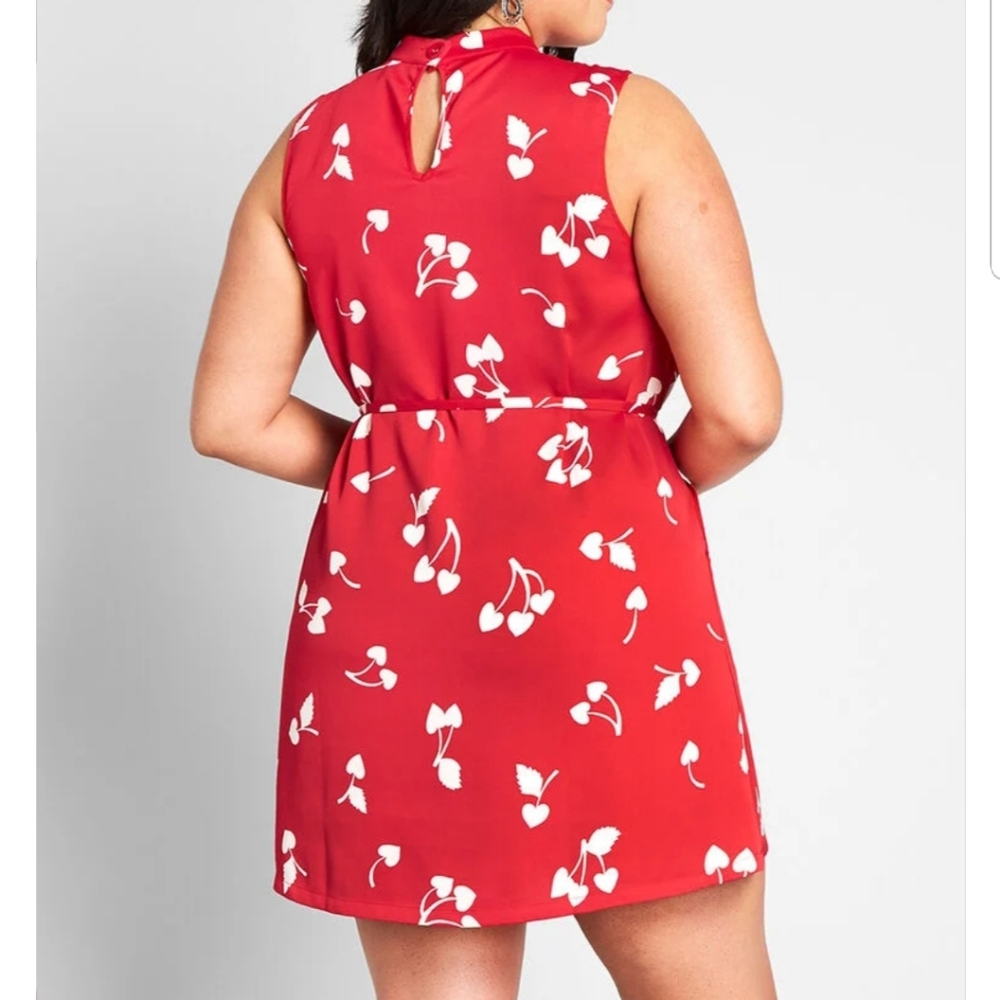 High neck red cherry hearts dress - Picture 2 of 2